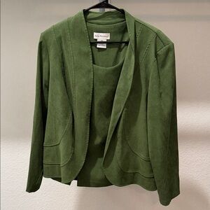 Anna Maxwell Green Suede Suit top and Jacket